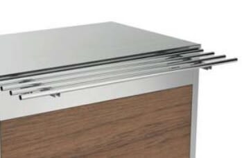 BUF 7-A5 Hylle langside rustfritt stål brettbane buffet buffetvogn salatdisk salatbar varm kald Rocam Scheie storkjøkken.jpg