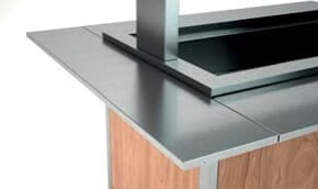 BUF 9-STT Lang sidehylle rustfritt stål brettbane buffet buffetvogn salatdisk salatbar varm kald Rocam Scheie storkjøkken 9-STT.jpg