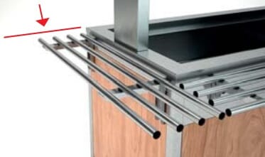 BUF 9C-TUBA Kort hylle for buffet inntil vegg rørhylle brettbane scheie storkjøkken rocam 9.jpg