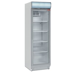 Kjøleskap m/ glassdør og lysskilt. Hvitt. 380L. 59x60xh198cm