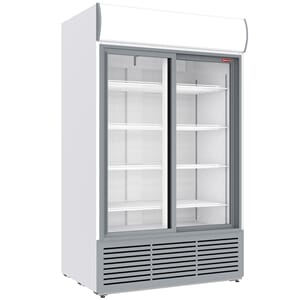 Kjøleskap m/skyvedører, lysskilt. 1230L. Mål.1200x835x2009mm