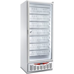 Kjøleskap med glassdør, 525 liter. 2/1GN + 600x400mm. Hvitt.