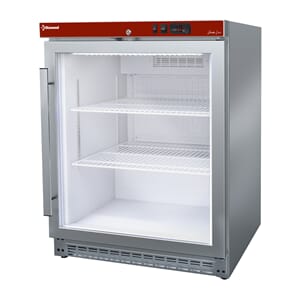 Ventilert kjøleskap 150l, glassdør. Rustfri utførelse.