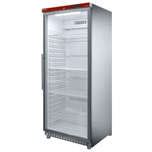 Ventilert kjøleskap m/glassdør 600l. Rustfri utførelse.