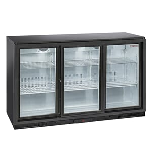 Ventilert "back bar" flaskekjøler, 3 skyvedører L135 B52 H90