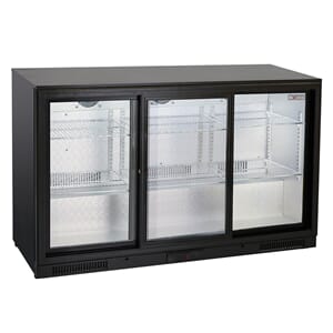 Ventilert "back bar" flaskekjøler, 3 skyvedører L135 B52 H86