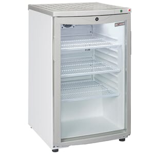 Kjøleskap med glassdør. 115 L. Mål: 505 x 590 x 850mm.