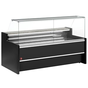 Kjøledisk m/ rett glass. 1500x980xh1275mm.  Svart. 0°+4°