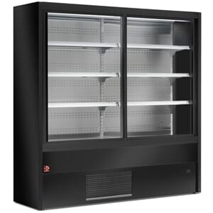 Kjølereol m/skyvedører. L=120cm. Svart.