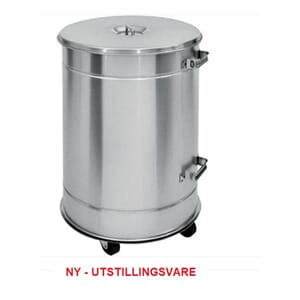 RUSTFRITT SØPPELSPANN M/ LOKK OG HJUL. KAP: 105 LITER.