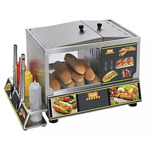 Hotdog stasjon. Pølsesteamer og pølsebrødvarmer. 60 hotdog/t