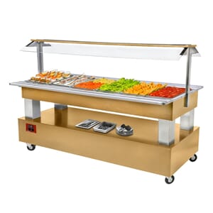 Buffet med kjølebrønn. 6/1-GN. 2070x660xh1370mm. Lys eik.