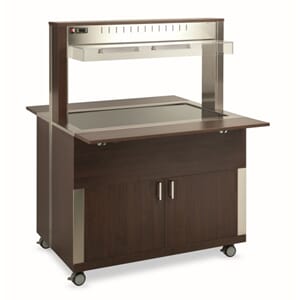 Buffet med varme i topplate & overvarme. 1270x743xh1510 mm