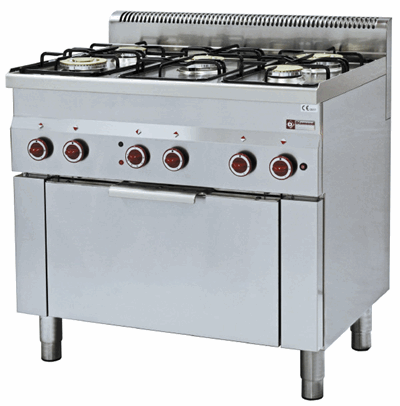 G60/5BFEV9 Gass komfyr storkjøkken 5 bluss konveksjonsovn G605BFEV9.png