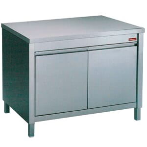 Rustfritt benkeskap, 2 dører. Mål: 800x700xh880/900mm.