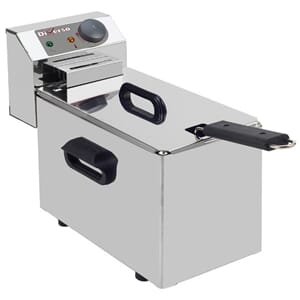Frityr m/ kap: 4 liter. Mål: 21x41xh29 cm. 3,0kW