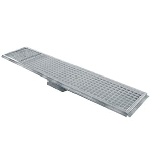 Gulvsluk i rustfritt stål 1200x300, sideveis avløp