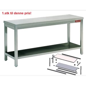 Rustfri benk med underhylle. 160x70x90cm. fra UTSTILLING